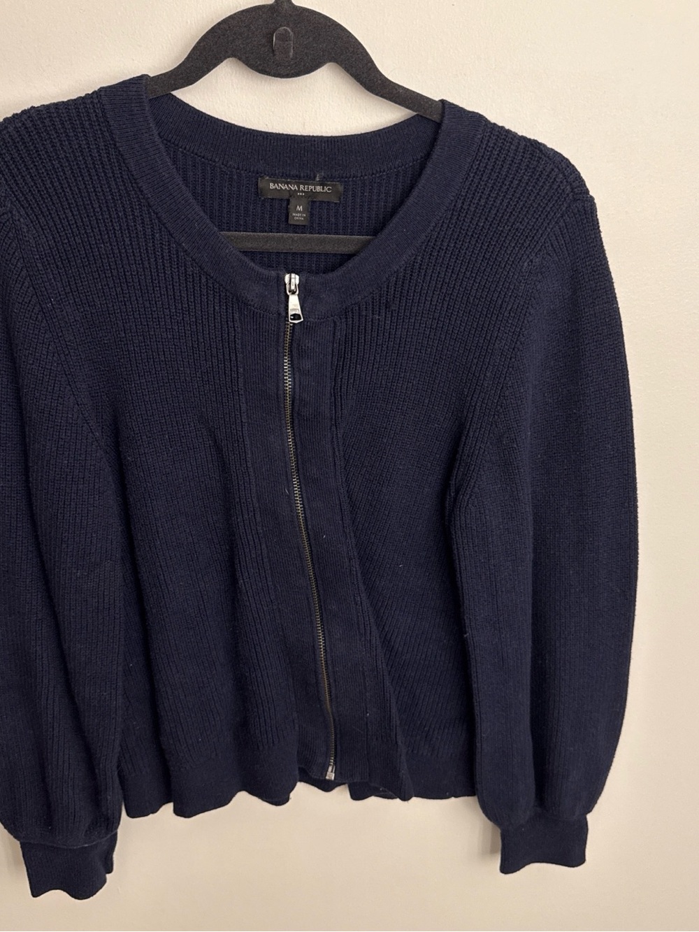 Banana Republic Women's Navy Zip-Front Sweater